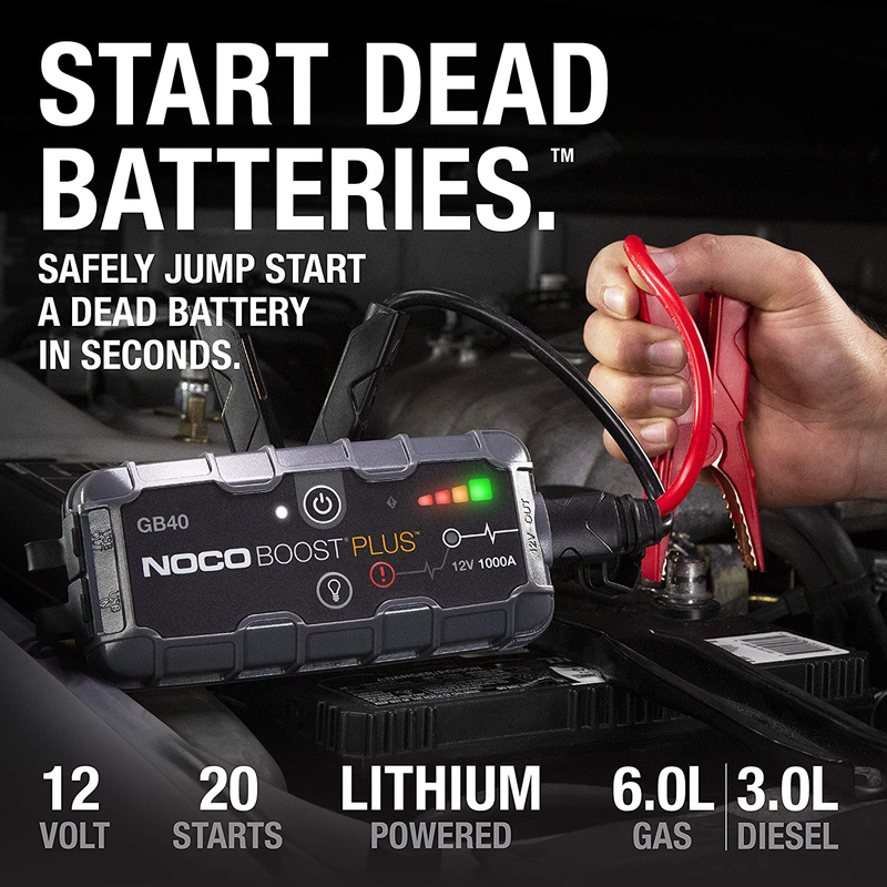 NOCO Boost Plus GB40 1000 Amp 12-Volt UltraSafe Lithium Jump Starter Box, Car Battery Booster Pack, Portable Power Bank Charger, and Jumper Cables For Up To 6-Liter Gasoline and 3-Liter Diesel Engines Vehicles & Parts > Vehicle Parts & Accessories > Vehicle Maintenance, Care & Decor > Vehicle Repair & Specialty Tools > Vehicle Jump Starters NOCO   