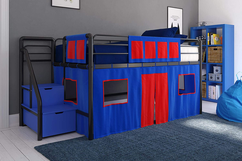 DHP Fire Department Design Curtain Set for Junior Loft Bed, Kids Furniture, Blue Sporting Goods > Outdoor Recreation > Camping & Hiking > Tent Accessories DHP Blue Curtain Set - Red & Blue Curtain Set