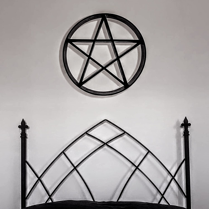 Pentagram Shelf - Horror Décor - Crystal Shelf - Gothic Décor - Large 20" Wooden Star Shelf is Perfect to Display or Organise Crystals or Nic Naks - Gothic and Wicca by Design in Satin Black
