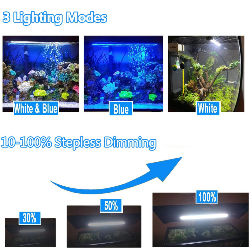 MingDak Submersible LED Aquarium Light,Fish Tank Light with Timer Auto On/Off, White & Blue LED Light bar Stick for Fish Tank, 3 Light Modes Dimmable,6W,11 Inch Animals & Pet Supplies > Pet Supplies > Fish Supplies > Aquarium Lighting MingDak   