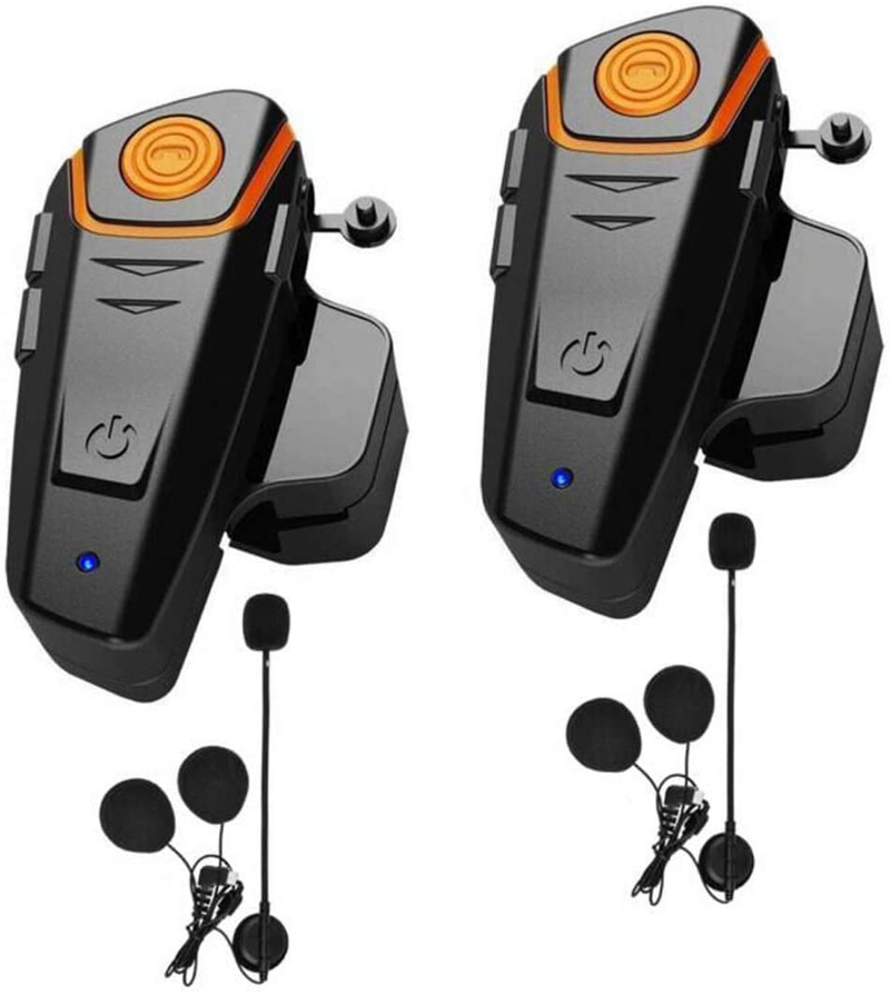 Motorcycle Bluetooth Headset, BT-S2 Motorbike Helmet Intercom up to 3 Riders 1000M Helmet Communication System Supports Handsfree/Stereo Music/FM/GPS/ MP3 (Boom Microphone,Single)  HuanGou BT-S2 Dual Pack  