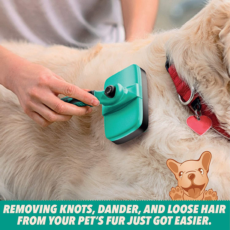 Ruff 'N Ruffus Self-Cleaning Slicker Brush + FREE Pet Nail Clippers | UPGRADED PAIN-FREE BRISTLES | Cat Dog Brush Grooming Gently Reduces Shedding & Tangling For All Hair Type…