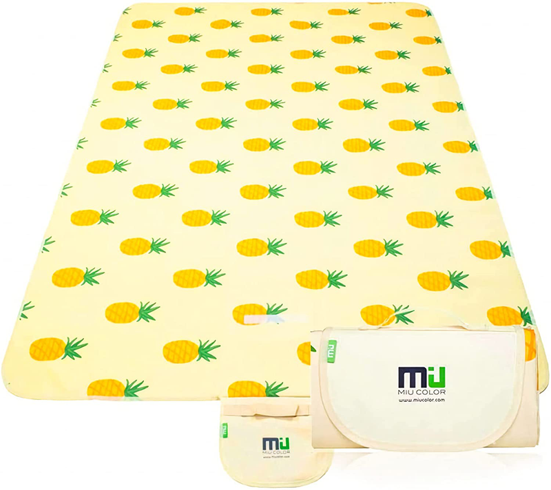 MIU COLOR Extra Large Picnic Blankets, Outdoor Blanket 80"x60" Dual Layers, Sandproof & Waterproof Beach Blanket, Handy Mat Tote for Camping on Grass, Beach with Family, Friends, Kids Home & Garden > Lawn & Garden > Outdoor Living > Outdoor Blankets > Picnic Blankets MIU COLOR A-80"x 60" a Pineapple  