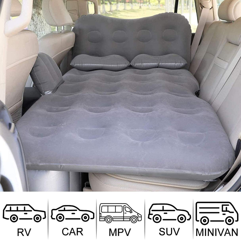SAYGOGO Inflatable Car Air Mattress Travel Bed - Thickened Car Camping Bed Sleeping Pad with Electric Car Air Pump Flocking & PVC Surface Car Tent with 2 Pillows for SUV Sedan Pickup Back Seat Sporting Goods > Outdoor Recreation > Camping & Hiking > Tent Accessories SAYGOGO   
