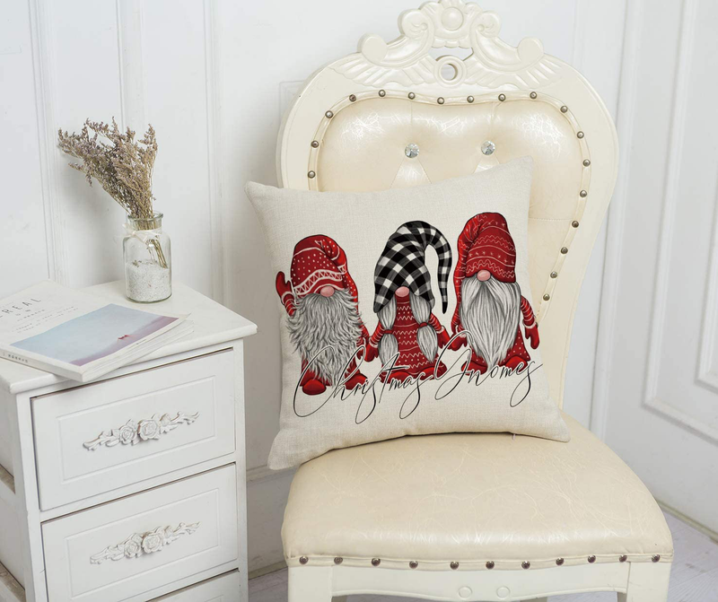 QIQIANY Merry Christmas Gnomes Decorative Throw Pillow Cover 18x18 Inch Square Linen Winter Holiday Decoration Farmhouse Xmas Cushion Pillow Case Home Decor for Sofa Bed Car Chair Living Room Home & Garden > Decor > Seasonal & Holiday Decorations& Garden > Decor > Seasonal & Holiday Decorations QIQIANY   