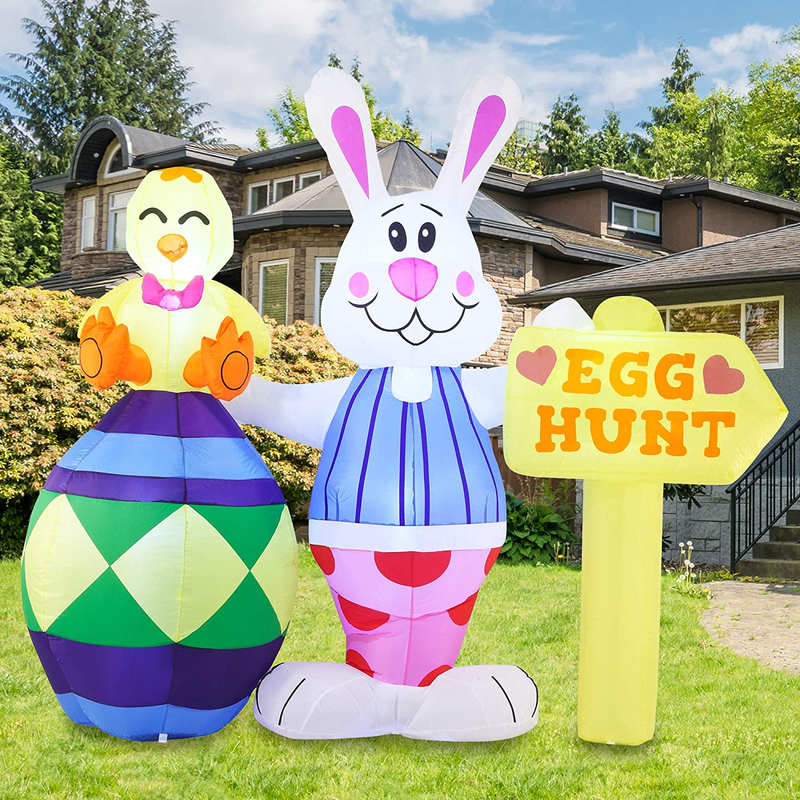 Joiedomi Easter Inflatable Outdoor Decorations 6 Ft Tall Bunny with Sign Inflatable with Build-In Leds Blow up Inflatables for Easter Holiday Party Indoor, Outdoor, Yard, Garden, Lawn Decor. Home & Garden > Decor > Seasonal & Holiday Decorations Joiedomi   