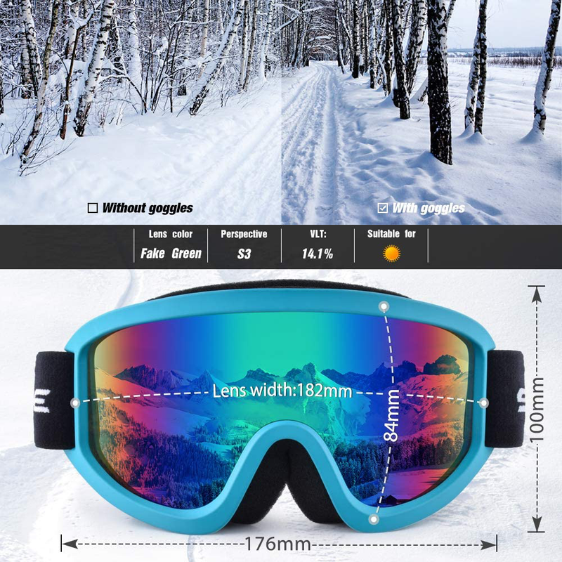 HUBO SPORTS Ski Snow Goggles for Men Women Adult,OTG Snowboard Goggles of Dual Lens with Anti Fog for UV Protection for Girls  HUBO SPORTS   