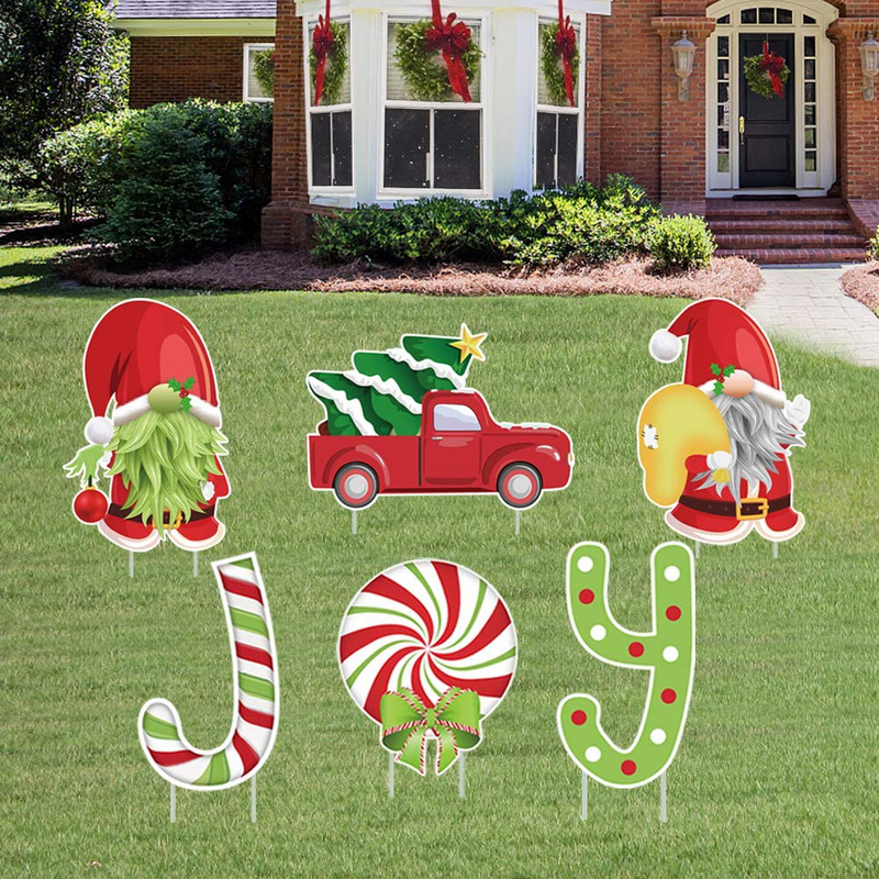 ORIENTAL CHERRY Christmas Decorations Outdoor - 6PCS Large Xmas Yard Stakes - Joy Gnomes Santa Holiday Outside Decor Signs for Home Lawn Pathway Walkway Home & Garden > Decor > Seasonal & Holiday Decorations& Garden > Decor > Seasonal & Holiday Decorations ORIENTAL CHERRY   