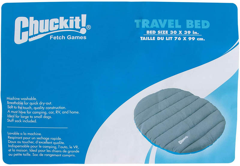 Chuckit! Travel Pillow Bed, One Size, Blue and Grey