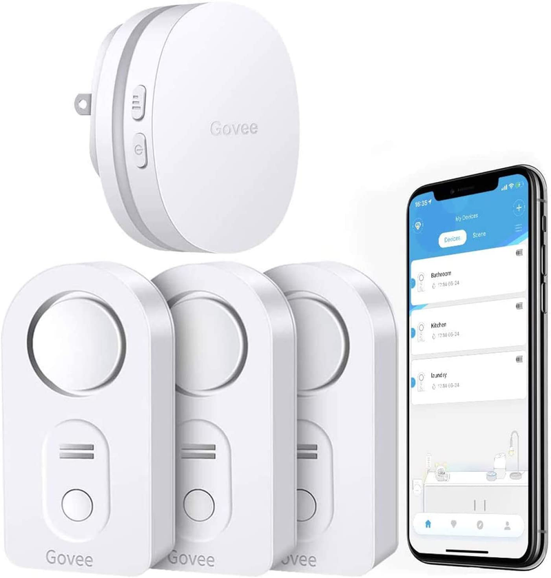 Govee WiFi Water Sensor 3 Pack, 100dB Adjustable Alarm and App Alerts, Leak and Drip Alert with Email, for Home, Basement Home & Garden > Business & Home Security > Home Alarm Systems Govee Default Title  