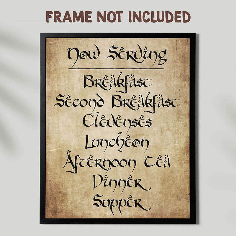 Daily Meals Menu Wall Print - Fan Inspired Home Wall Decor - Second Breakfast Kitchen Sign - Perfect Gift for LOTR Fans - 11x14 - Unframed