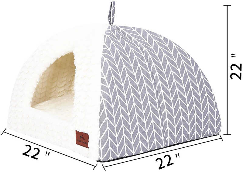 Miss Meow Cat Cave Bed Tent for Indoor Small and Large Cats,Machine Washable and with Removable Cushion Cover,Ultra Soft with Anti-Slip Bottom,Warming Calming Fluffy Small Dogs Tent Bed Animals & Pet Supplies > Pet Supplies > Dog Supplies > Dog Beds Miss Meow   