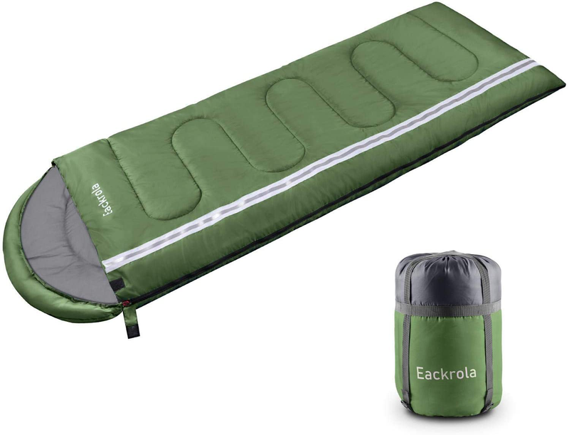 Eackrola Sleeping Bag, Lightweight Waterproof Warm & Cool Weather for 3-4 Season Camping Sleeping Bag with Reflective Strip, Portable Compression Sack for Hiking, Backpacking, Traveling, Camping Sporting Goods > Outdoor Recreation > Camping & Hiking > Sleeping Bags Eackrola Army Green-Polyester  