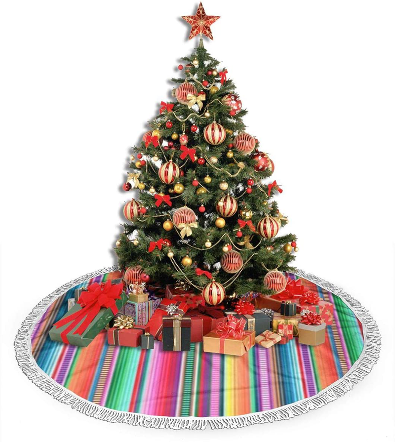 MSGUIDE Mexican Blanket Serape Stripe Christmas Tree Skirt 36 Inch Large Halloween Xmas Tree Decor for Holiday Party Decor Christmas Decoration Home & Garden > Decor > Seasonal & Holiday Decorations > Christmas Tree Skirts MSGUIDE   