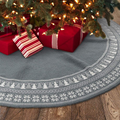 Meriwoods Fair Isle Knit Tree Skirt 48 Inch, Chunky Knitted Tree Collar for Country Rustic Christmas Decorations, Neutral Gray & Cream White