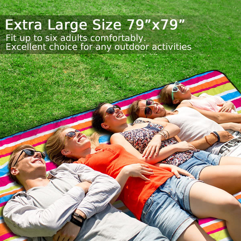 Extra Large Outdoor Picnic Blanket 79"x79", Lantoo Extra Soft Portable Beach Blanket Mat W/ Compact Tote, Foldable, Machine Washable for Camping Hiking Travel Home & Garden > Lawn & Garden > Outdoor Living > Outdoor Blankets > Picnic Blankets Lantoo   