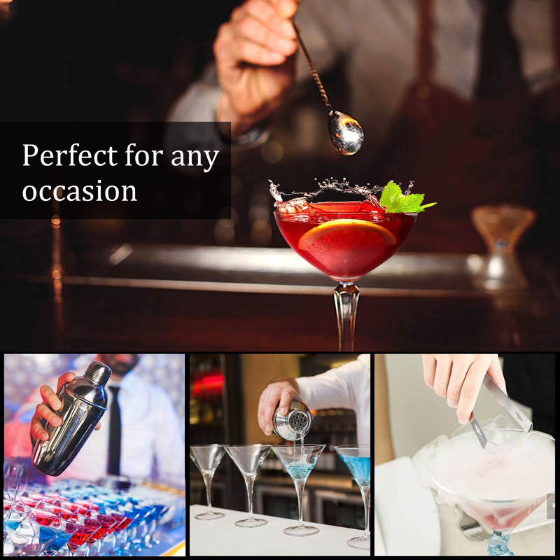 Cocktail Shaker Set Bartender Kit, NICEAO 14-Piece Bar Kit, 25oz Martini Shaker, Mixing Spoon, Double Jigger, Liquor Pourers, Muddler, Strainer and Ice Tongs, Professional Bar Set Tools