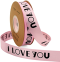 TONIFUL 1 Inch x 50 Yards Black I Love You Printed Satin Ribbon for Valentine's Day Gift Wrapping Wedding Birthday Holiday Party Decoration Floral Cake DIY Craft Bow Making Home & Garden > Decor > Seasonal & Holiday Decorations& Garden > Decor > Seasonal & Holiday Decorations TONIFUL LOVE-pink  