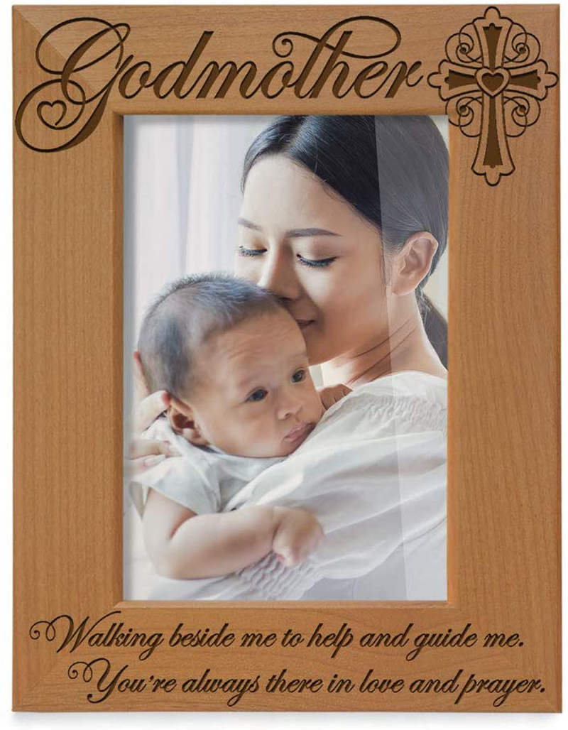 KATE POSH - Godfather Engraved Natural Wood Picture Frame, Cross Decor, Godfather Gift from Godchild, Baptism Gifts, Religious Catholic Gifts, Thank You Gifts (4" x 6" Vertical) Home & Garden > Decor > Seasonal & Holiday Decorations KATE POSH 4x6 Vertical (Godmother)  