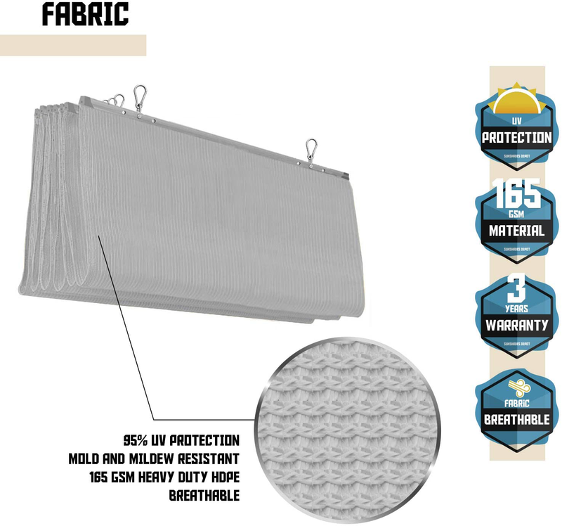 TANG Pergola Shade Cover Retractable Replacement Awning Canopy Shade Cover for Deck Porch Patio Slide Hang Down Wave Shade Cover Removable with Hardware Wire Cable Light Grey 7'x16' Home & Garden > Lawn & Garden > Outdoor Living > Outdoor Umbrella & Sunshade Accessories TANG   