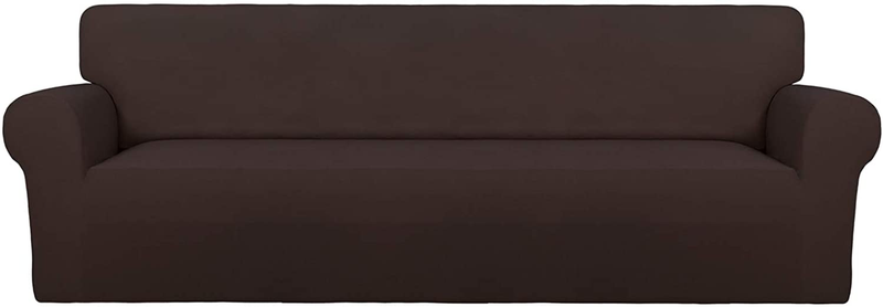 PureFit Super Stretch Chair Sofa Slipcover – Spandex Non Slip Soft Couch Sofa Cover, Washable Furniture Protector with Non Skid Foam and Elastic Bottom for Kids, Pets （Sofa， Dark Gray） Home & Garden > Decor > Chair & Sofa Cushions PureFit Chocolate XX Large 