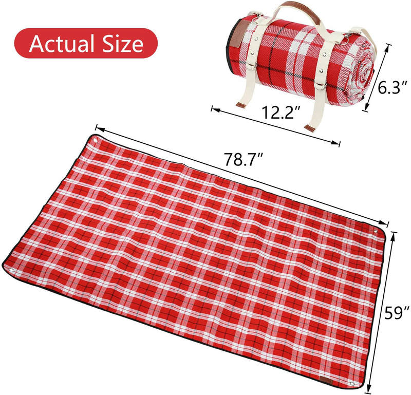 Extra Large Picnic Blanket Beach Mat Waterproof Folding Picnic Outdoor Blanket 79" x 59" Oversized Rug Portable Blanket with Stakes for Outdoor Picnics, Camping Beach Concert Grass Home & Garden > Lawn & Garden > Outdoor Living > Outdoor Blankets > Picnic Blankets ZORMY   