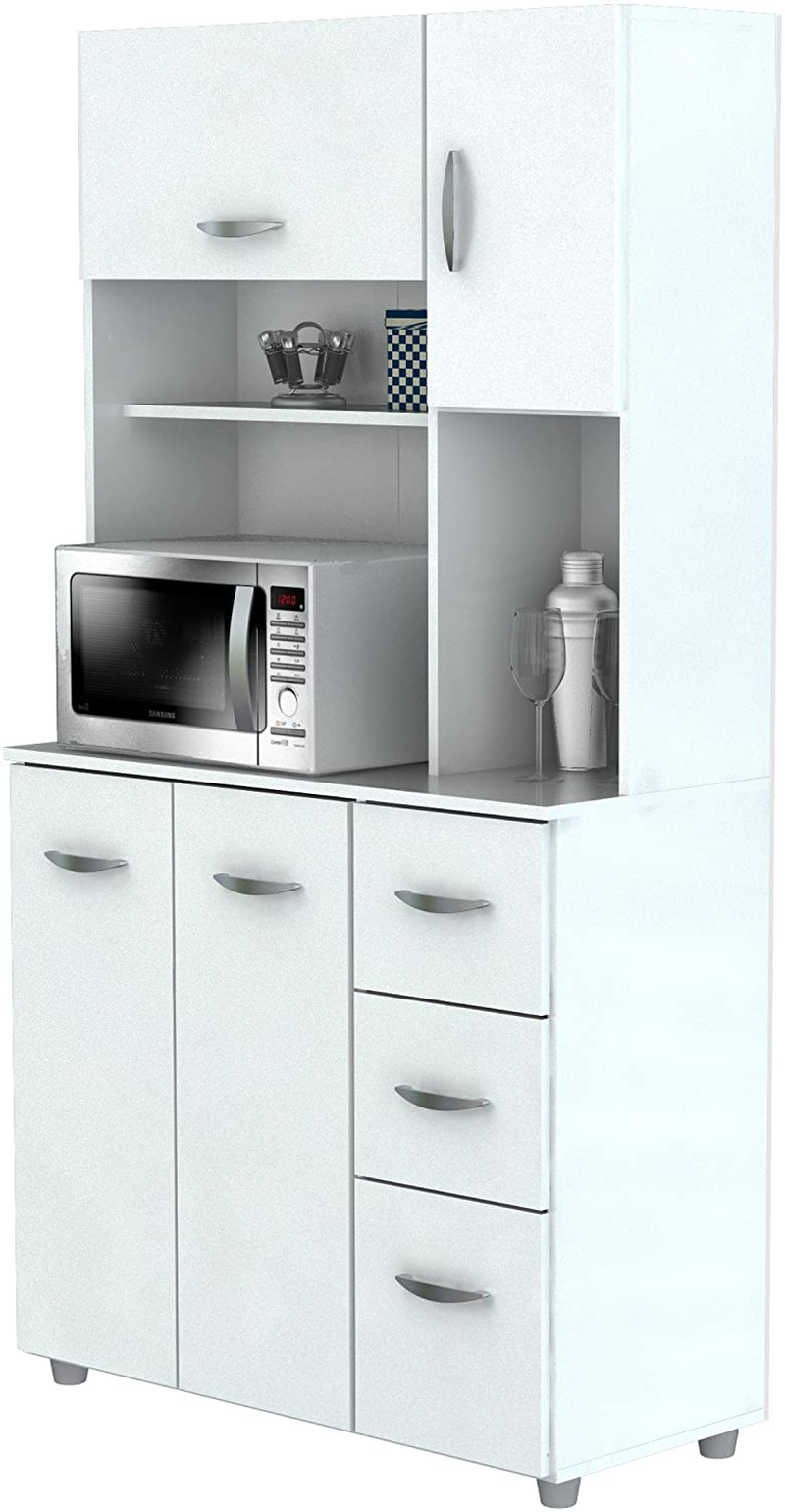 Inval America 4 Door Microwave Storage Cabinet, Laricina White