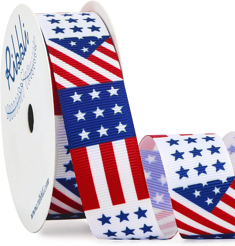 Ribbli 4 Rolls Patriotic Grosgrain Ribbon,3/8 Inches,Total 40 -Yards,Red/White/Blue/Navy,Stars and Stripes Ribbon,Use for Memorial Day, Veterans Day, 4th of July, President's Day, USA Decorations Arts & Entertainment > Hobbies & Creative Arts > Arts & Crafts > Art & Crafting Materials > Embellishments & Trims > Ribbons & Trim Ribbli Stars&Stripes(7/8")  