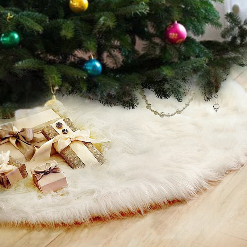 Fannybuy 59 inch Christmas Tree Skirts Plush Faux Fur Tree Skirt Decoration for Xmas Party Decoration Home & Garden > Decor > Seasonal & Holiday Decorations > Christmas Tree Skirts fannybuy 36inch  