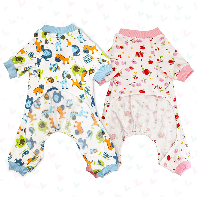 Rypet Small Dog Pajamas 2 Pack - Cute Cat Pajamas Onesie Soft Puppy Rompers Pet Jumpsuits Cozy Bodysuits for Small Dogs and Cats Animals & Pet Supplies > Pet Supplies > Cat Supplies > Cat Apparel RYPET   