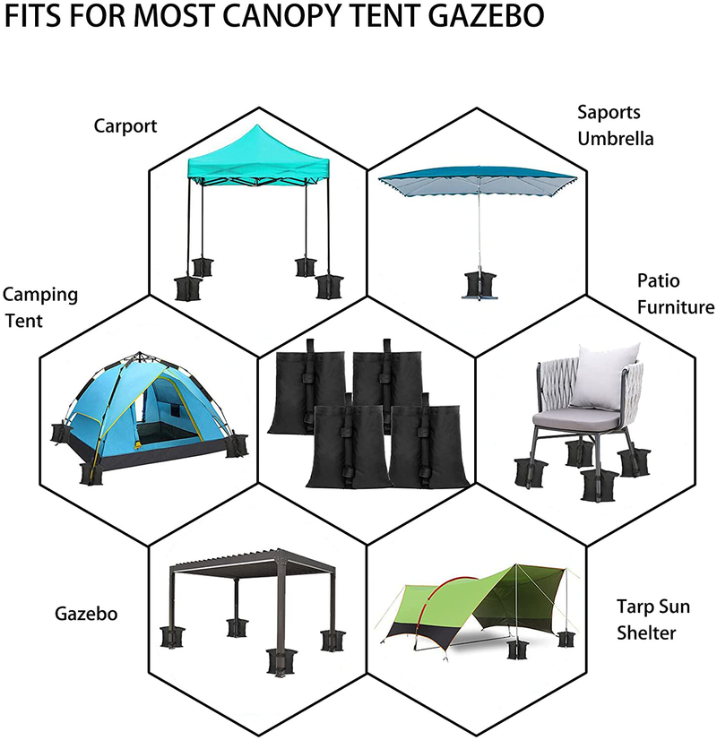 Misscat Canopy Weights Set of 4, Sand Bags for Canopy Legs, Tent Weights for Legs, Heavy Duty Gazebo Weights Sandbags for Patio Umbrella Base, Outdoor Curtain, Pop Up Tent, Sun Shelter, Pool Ladder Home & Garden > Lawn & Garden > Outdoor Living > Outdoor Structures > Canopies & Gazebos Misscat   
