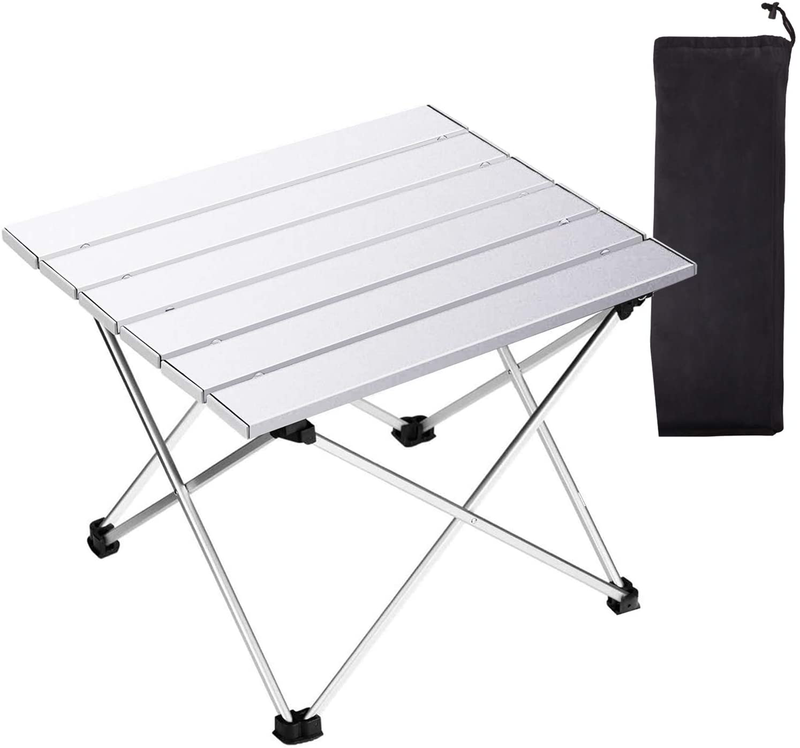 Portable Camping Table 1 Pack,Folding Side Table Aluminum Top for Outdoor Cooking, Hiking, Travel, Picnic(Blue,Small) Sporting Goods > Outdoor Recreation > Camping & Hiking > Camp Furniture Tesouro Sliver Medium 