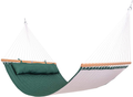 Lazy Daze 12 FT Double Quilted Fabric Hammock with Spreader Bars and Detachable Pillow, 2 Person Hammock for Outdoor Patio Backyard Poolside, 450 LBS Weight Capacity, Dark Cream Home & Garden > Lawn & Garden > Outdoor Living > Hammocks Lazy Daze Hammocks White/Dark Green  