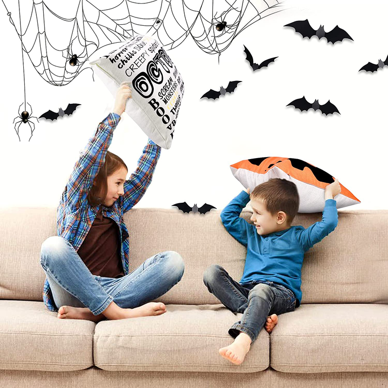 Halloween Decorations Clearance,Set of 4 18x18 Halloween Pillow Covers Decor Indoor Outdoor,Trick or Treat Jack O' Lanterns Spider Halloween Party Farmhouse Decorative Throw Pillow Cases for Home Arts & Entertainment > Party & Celebration > Party Supplies ORALER   