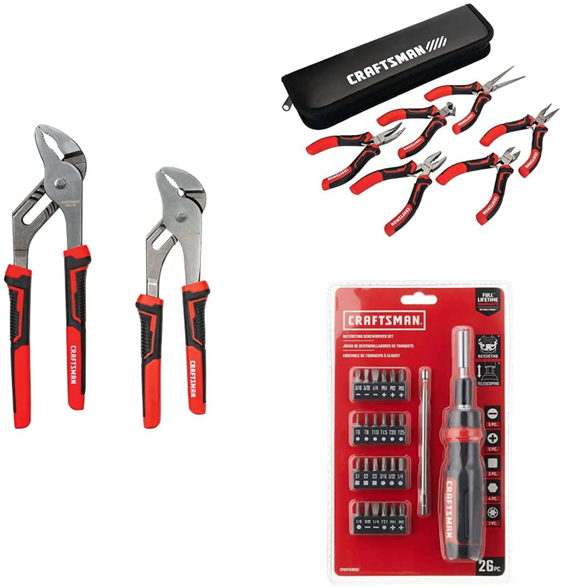 CRAFTSMAN Pliers, 8 & 10-Inch, 2-Piece Groove Joint Set (CMHT82547) Hardware > Tools > Tool Sets > Hand Tool Sets Craftsman Auto Mechanic Bundle 8 & 10 inch 