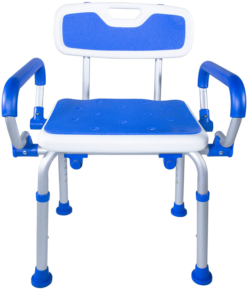 PCP Bathroom Bench Shower Chair Safety Seat, Adjustable Grip Traction, Portable Medical Senior Aid, Foam Padded Sporting Goods > Outdoor Recreation > Camping & Hiking > Portable Toilets & Showers PCP Chair with Swing Arms  