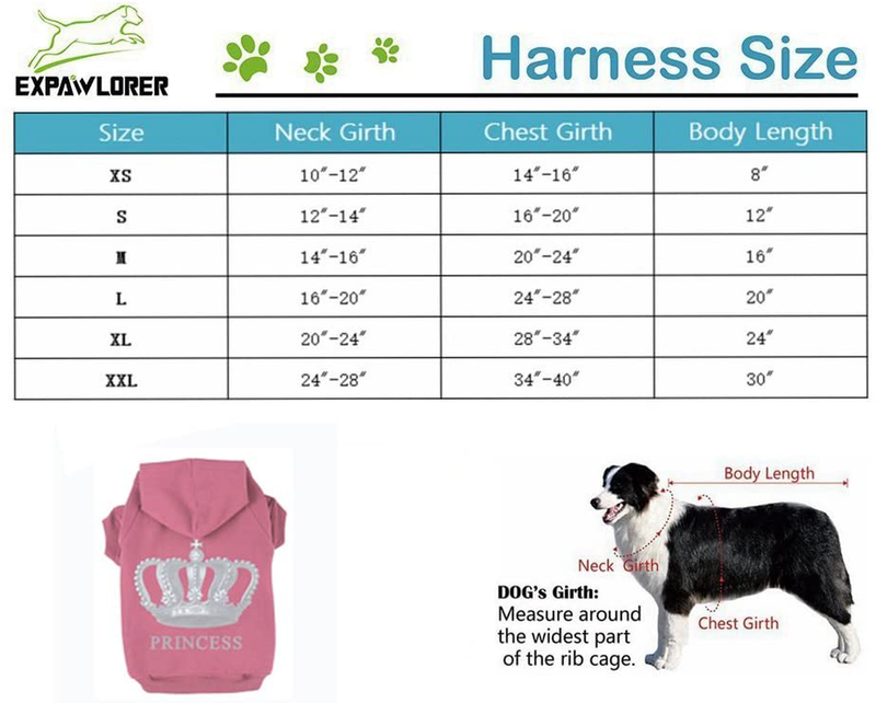 EXPAWLORER Princess Dog Cat Fleece Sweatshirt Hoodies Animals & Pet Supplies > Pet Supplies > Cat Supplies > Cat Apparel EXPAWLORER   