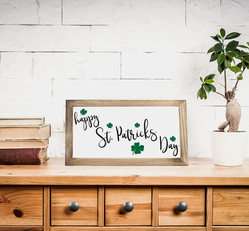 Farmhouse Wall Decor Signs for St Patricks Day and Easter Decor with Interchangeable Sayings - Rustic 9X17” Wood Picture Frame with 10 Designs - Easy to Hang Indoor Decorations for Your Home