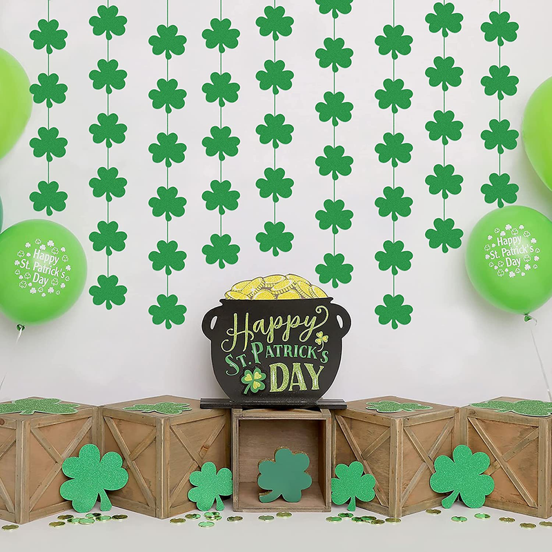 Jollylife 12PCS St. Patrick’S Day Shamrock Decorations - Lucky Irish Party Hanging Ornaments Garland Cutouts