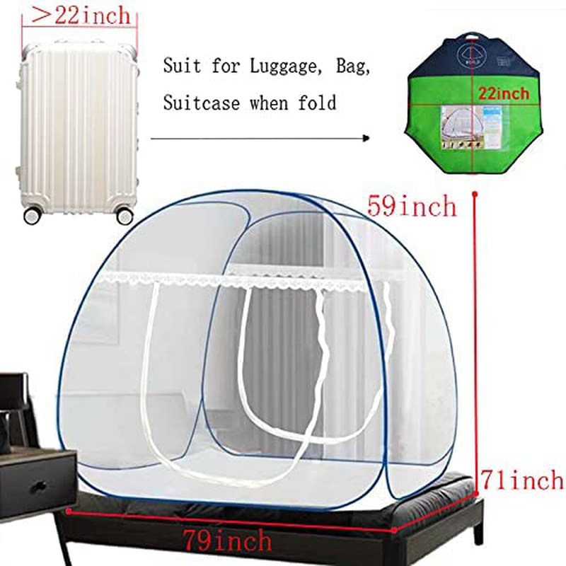 Pop up Mosquito Net Tent, Foldable Bed Canopy Double Door with Bottom for Bed Travel Camping Outdoor(79 X71X59 Inch) Sporting Goods > Outdoor Recreation > Camping & Hiking > Mosquito Nets & Insect Screens ANGFLY   