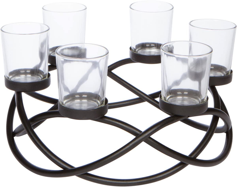 Seraphic Iron Circular Table Centerpiece Candle Holder, Black, Clear Votive 6 Cups Home & Garden > Decor > Home Fragrance Accessories > Candle Holders Seraphic Clear 6-Cup 