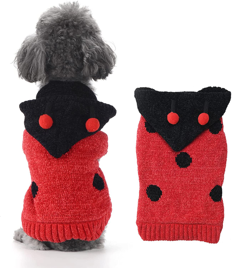 TENGZHI Dog Sweater Xsmall Pet Costume Soft Thick Knit Puppy Sweater Vest Dachshund Clothes Cat Apparel for Small Medium and Large Dogs Cats Animals & Pet Supplies > Pet Supplies > Cat Supplies > Cat Apparel TENGZHI Red Ladybug Medium 