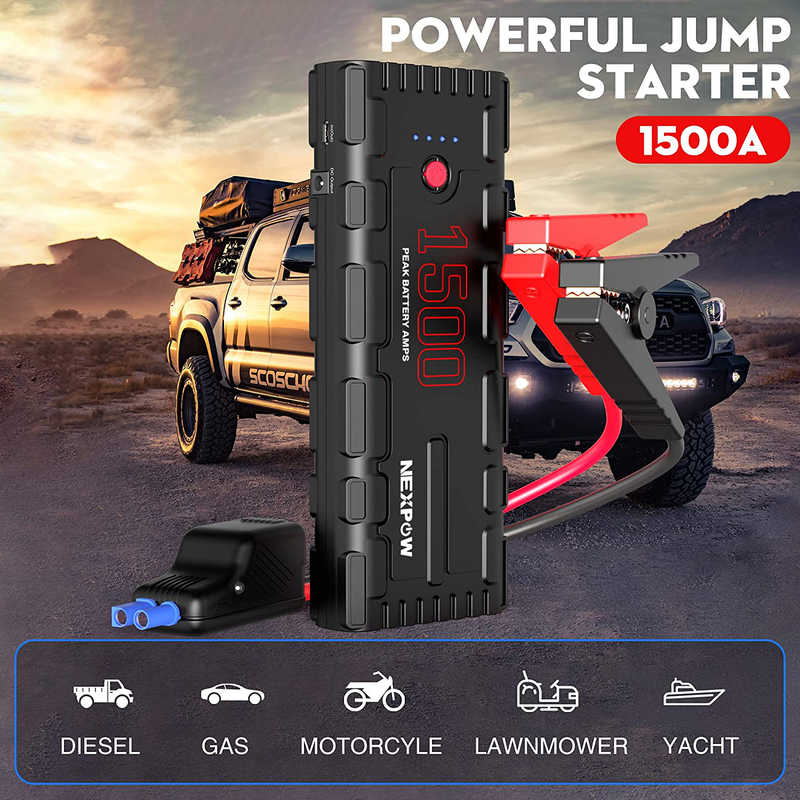 NEXPOW Car Battery Starter, 1500A Peak 21800mAh 12V Portable Auto Car Battery Charger Jump Starter Battery Pack with USB Quick Charge 3.0, Type-C (Up to 6.5L Gas or 4L Diesel Engine) Vehicles & Parts > Vehicle Parts & Accessories > Vehicle Maintenance, Care & Decor > Vehicle Repair & Specialty Tools > Vehicle Jump Starters NEXPOW   