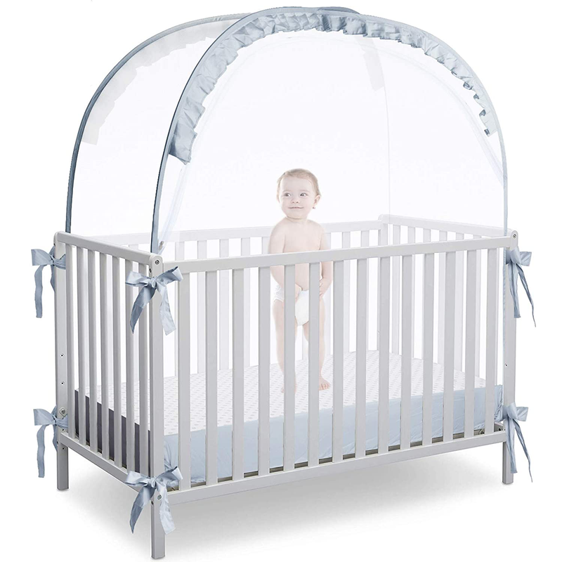 L RUNNZER Baby Crib Tent Crib Net to Keep Baby In, Pop up Crib Tent Canopy Keep Baby from Climbing Out Sporting Goods > Outdoor Recreation > Camping & Hiking > Tent Accessories L RUNNZER Gray Crib Tent 