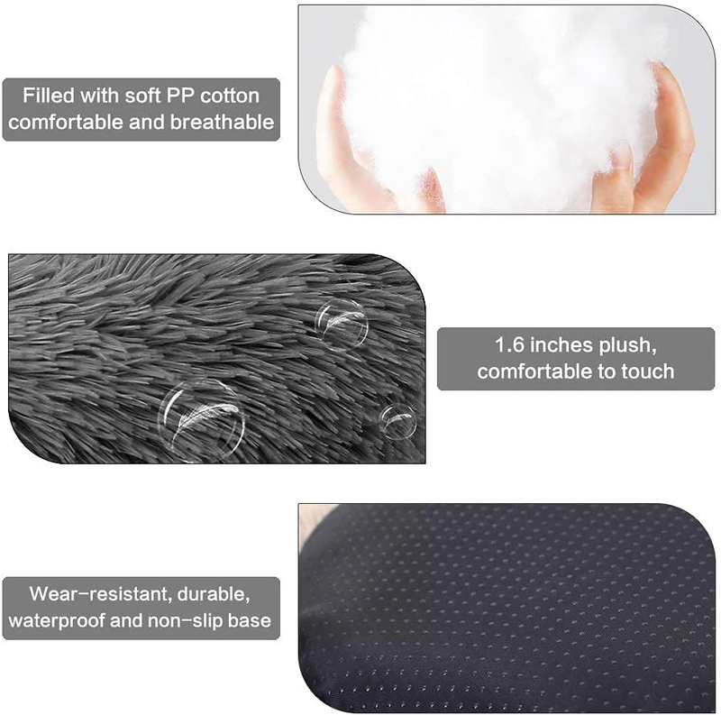 PHABULS Cat Bed for Indoor Cats,Soft Plush Pet Cushion,Relief and Improved Sleep,Faux Fur Anti-Anxiety Machine Washable Fluffy Orthopedic Puppy Beds for Small Dogs and Cats 16"×16" Animals & Pet Supplies > Pet Supplies > Cat Supplies > Cat Beds PHABULS   