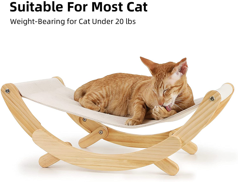 FUKUMARU Cat Hammock - New Moon Cat Swing Chair, Kitty Hammock Bed, Cat Furniture Gift for Your Small to Medium Size Cat or Toy Dog (Upgrade - Beige) Animals & Pet Supplies > Pet Supplies > Dog Supplies > Dog Beds FUKUMARU   