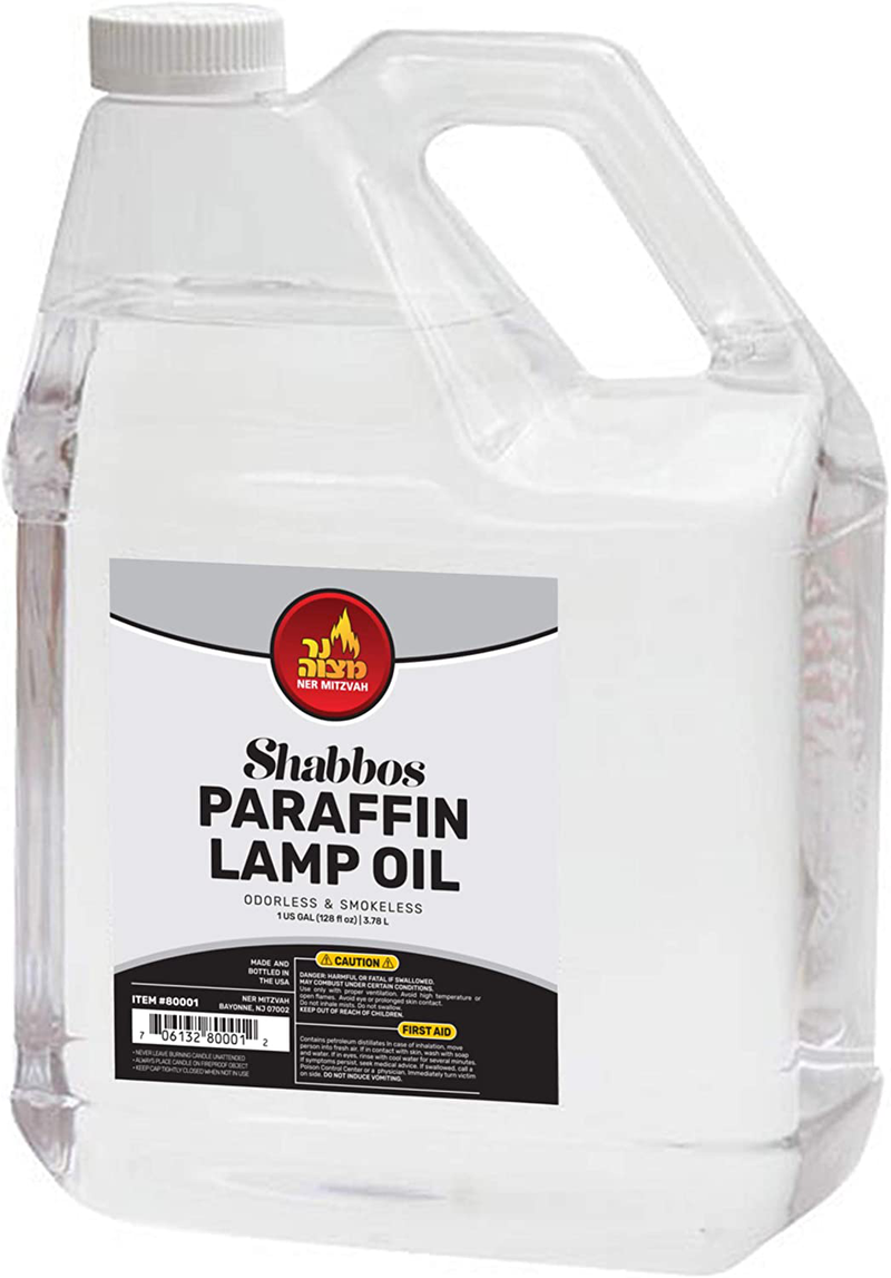 Ner Mitzvah 1 Gallon Paraffin Lamp Oil - Clear Smokeless, Odorless, Clean Burning Fuel for Indoor and Outdoor Use - Shabbos Lamp Oil - 6 Pack