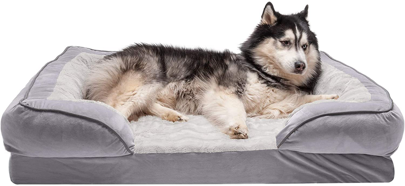 Furhaven Orthopedic, Cooling Gel, and Memory Foam Pet Beds for Small, Medium, and Large Dogs and Cats - Luxe Perfect Comfort Sofa Dog Bed, Performance Linen Sofa Dog Bed, and More Animals & Pet Supplies > Pet Supplies > Dog Supplies > Dog Beds Furhaven Velvet Waves Granite Gray Sofa Bed (Memory Foam) Jumbo (Pack of 1)