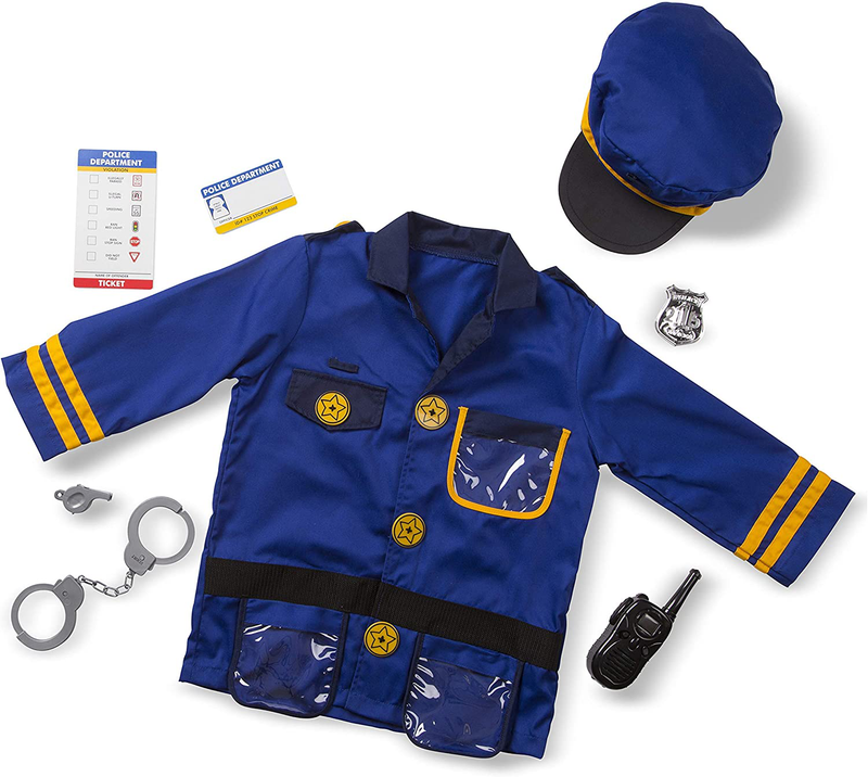 Melissa & Doug Police Officer Role Play Costume Dress-Up Set (8 pcs) Blue, 17.5" x 24" x 0.75" Packaged Apparel & Accessories > Costumes & Accessories > Costumes Melissa & Doug Police Officer Role Play Costume Set Police Officer 