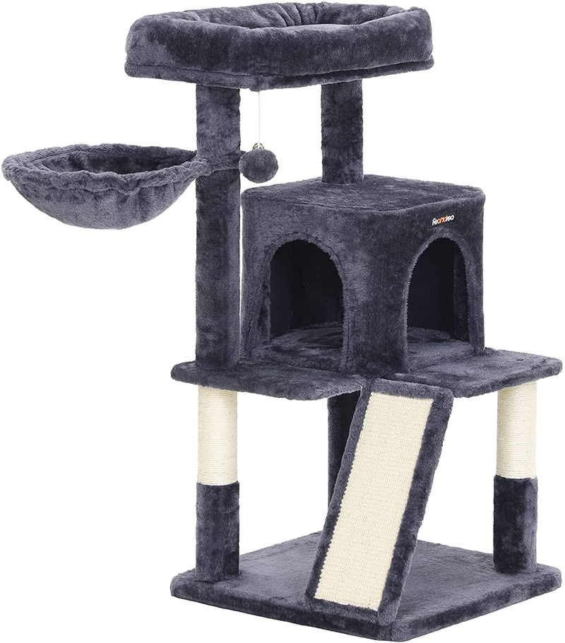 FEANDREA Cat Tree with Sisal-Covered Scratching Posts, Cat Tower, Cat Condo Animals & Pet Supplies > Pet Supplies > Cat Supplies > Cat Beds FEANDREA Smoky Gray  